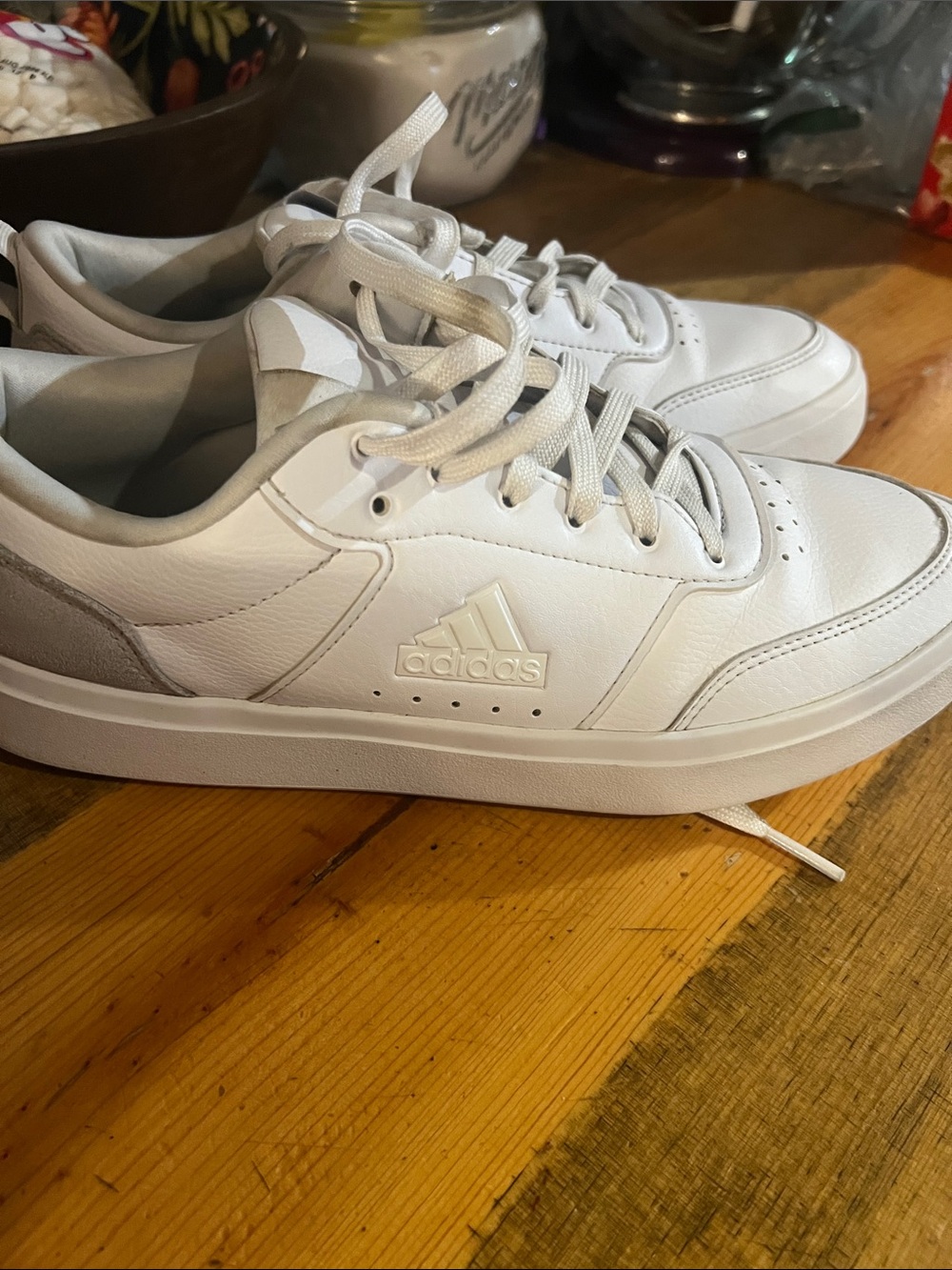 adidas White Low-Top Leather Sneakers for Men Park Street 9.5